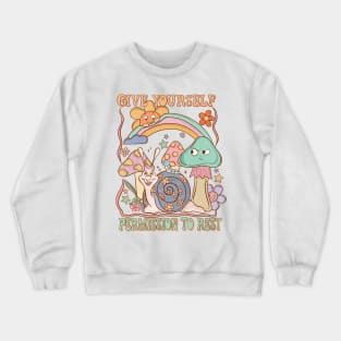 Whimsical Self Care Mushrooms Crewneck Sweatshirt